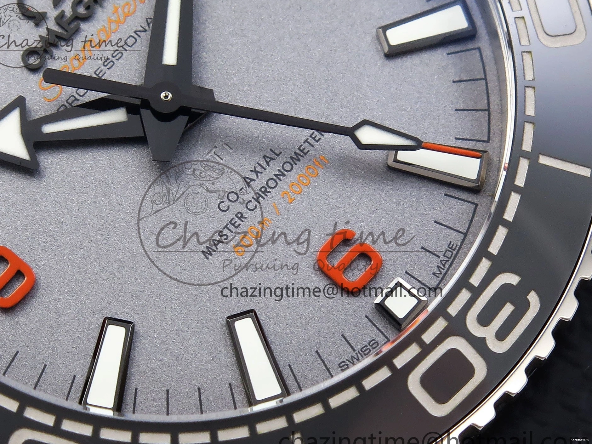 0210 Comfortable Planet Ocean 43.5mm SS VSF 1:1 Best Edition Black Orange Bezel Gray Dial on Nylon Strap A8900 Super Clone V 7730